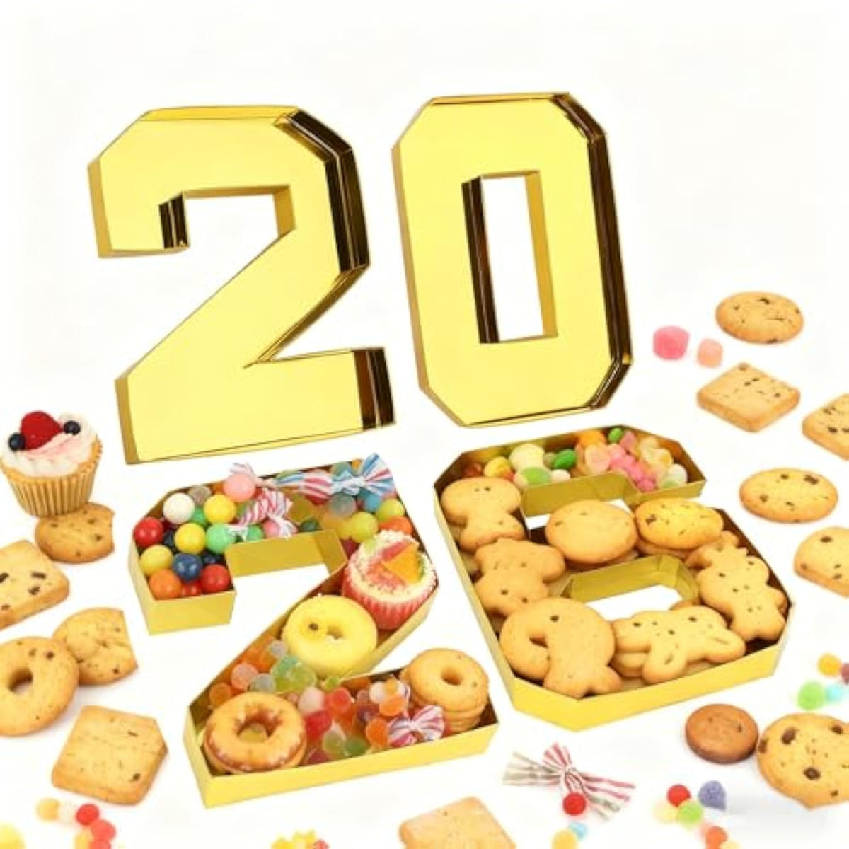 2026 Fillable Number Charcuterie Boards, New Year’s Eve Party Food Trays