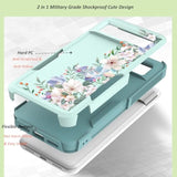 For Google Pixel 8 5G Case: Cute Flower Floral Design For Girls Women Slim Fit Soft Tpu Bumper Silicone Cell Phone Cover (Mint Teal/Magnolia)