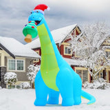 10Ft Christmas Inflatables Outdoor Decorations, Blow Up Dinosaur Eat Christmas Tree Shake Dinosaur With Built-In Leds Fo