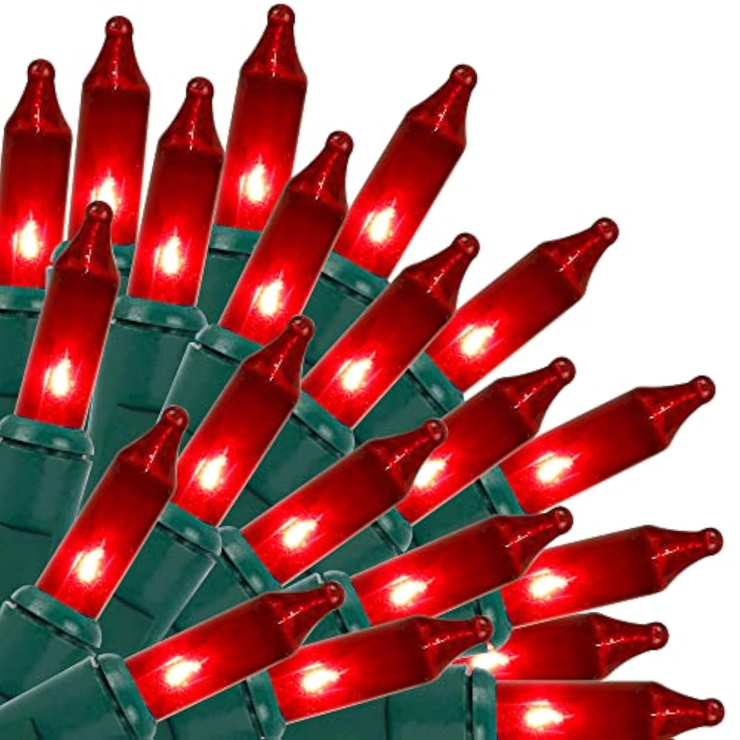 Red Christmas Lights Indoor Outdoor, 33 Ft 150 Count Incandescent Mini String, 120V Ul Certified Green Wire For Xmas Tre