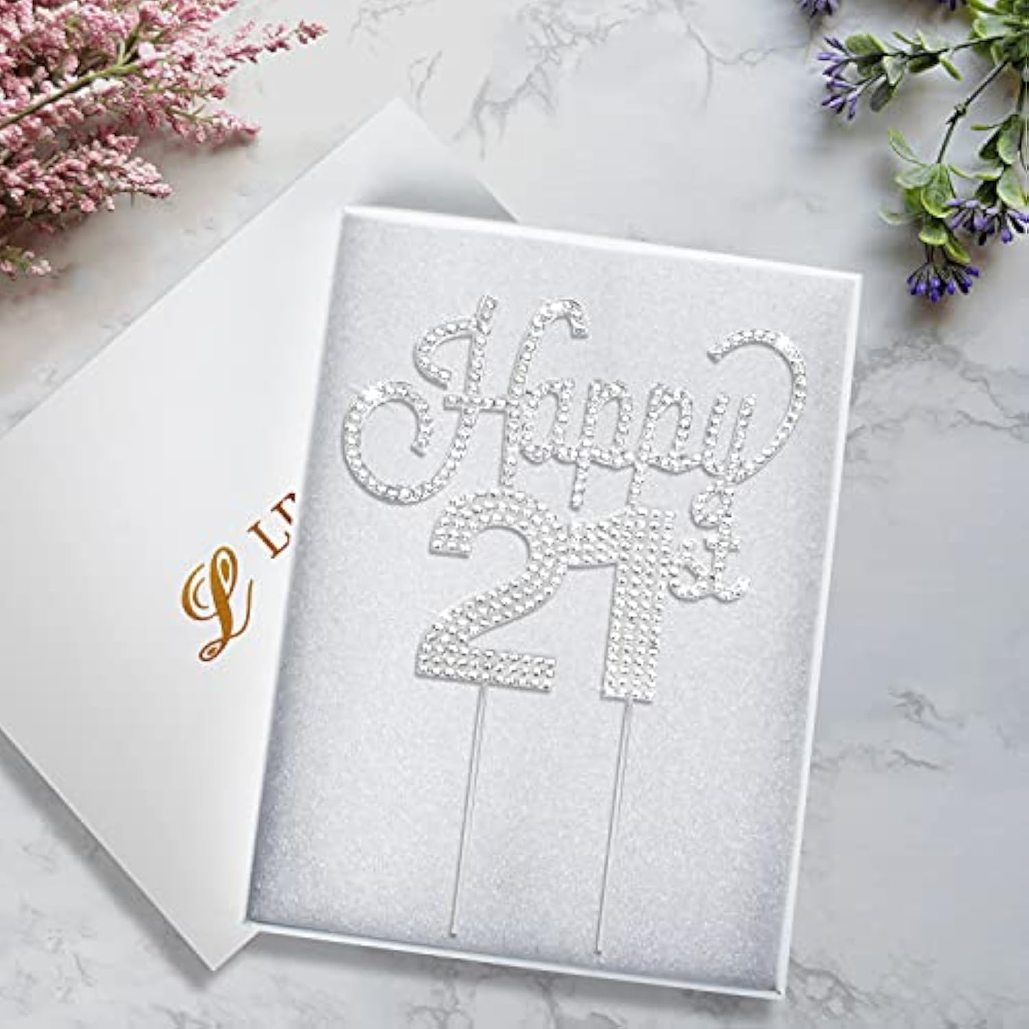 Happy 21St Birthday Silver Rhinestone Cake Topper - Cheers To 21St Birthday 21 Years Old Party Cake Centerpieces Topper Decorations Gift Sign.