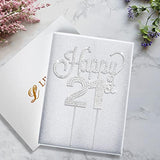Happy 21St Birthday Silver Rhinestone Cake Topper - Cheers To 21St Birthday 21 Years Old Party Cake Centerpieces Topper Decorations Gift Sign.
