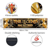 Happy Retirement Banner - Farewell Banner - The Legend Has Retired 6 x 1.3ft (Black and Gold)