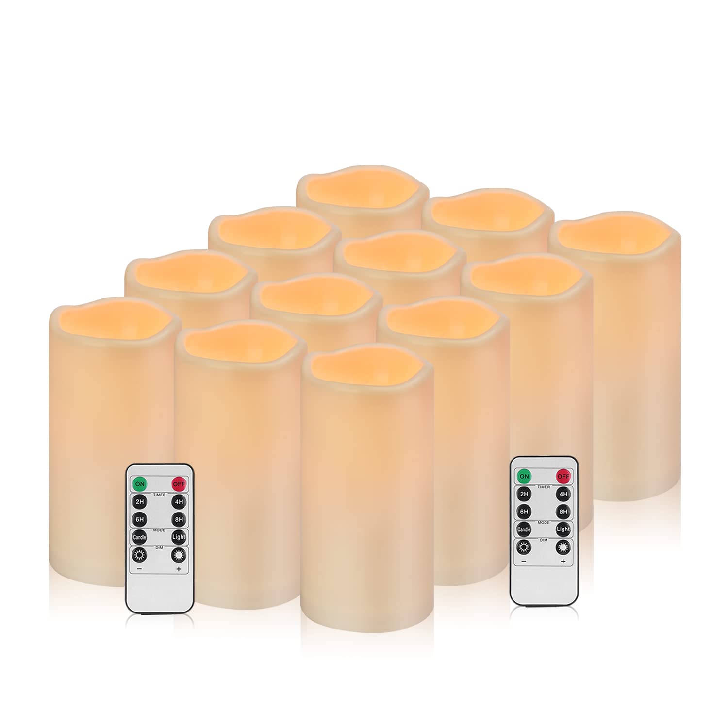 12Pcs Flickering Flameless Candles Waterproof Large (D 3" X H 6") Led Candles, Fake Pillar Outdoor Indoor Battery Operated Candles With Remote For Home/Wedding/Christmas/Holiday Décor