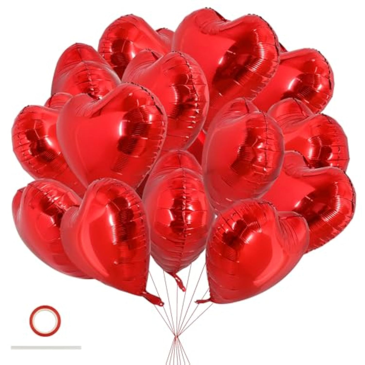 30Pcs 18 Inch Red Heart Balloons Valentine’S Day Heart Shape Foil Mylar Balloons Decoration For Romantic Valentine'S Day Wedding Bridal Shower Anniversary Engagement Party Supplies