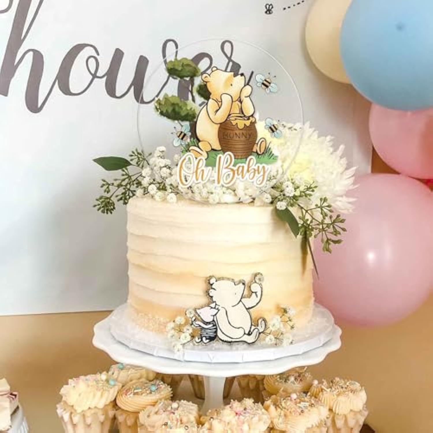 Acrylic Winnie Oh Baby Cake Topper Classic Pooh Baby Shower Decor