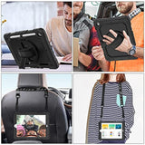 Case For 9Th/ 8Th/ 7Th Generation 10.2'', Shockproof With Screen Protector, Pencil Holder [360° Rotating Hand Strap] & Stand, For 10.2 Inch 2021-2019 (Black)