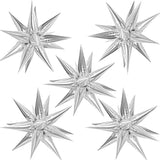 60 Pcs Star Balloons 12 Spike Foil Explosion Party Decoration Balloons For Christmas New Year Eve Birthday (Silver)