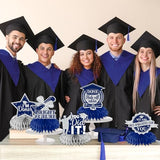 12pcs Graduation Table Decorations,Silver and Navy Blue Graduation Decorations 2026 Graduation Centerpieces for Tables,Class of 2026 Centerpieces Honeycomb for Congrats Grad Table Decor (Navy Blue)