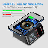 Usb Charger Hub 100W 8-Port Desktop Multiple Usb Charging Station With Pd Port, Quick Charge 3.0 Usb Port, Wireless Charger, Lcd Display Fast Usb C Charger For Iphone 12, Tablet And More