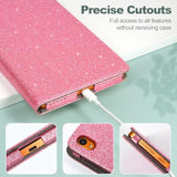 Case For Onn. 7 Inch Tablet Gen 4 Model:100135924 2024 Release Folio Pu Leather Stand Cover With Pencil Holder, Glitter Pink