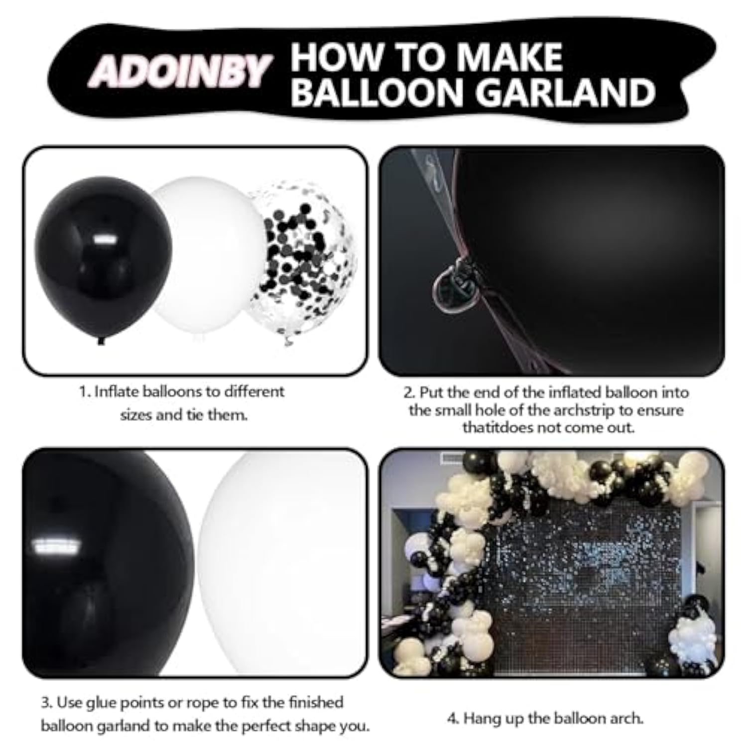 Black And White Balloon Arch Kit, 140Pcs Black And White Durable Latex Balloons 18 12 10 5 Inch Different Size Balloons For Birthday Anniversary Wedding Engagement Graduation Party Decorations