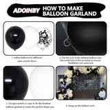 Black And White Balloon Arch Kit, 140Pcs Black And White Durable Latex Balloons 18 12 10 5 Inch Different Size Balloons For Birthday Anniversary Wedding Engagement Graduation Party Decorations