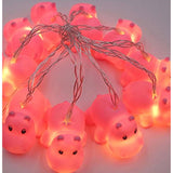 4.9 Ft / 1.5 M 10 Lights Battery Powered Cute Animal Pink Hippo Shape Led String Lights For Indoor/Outdoor Halloween Chr