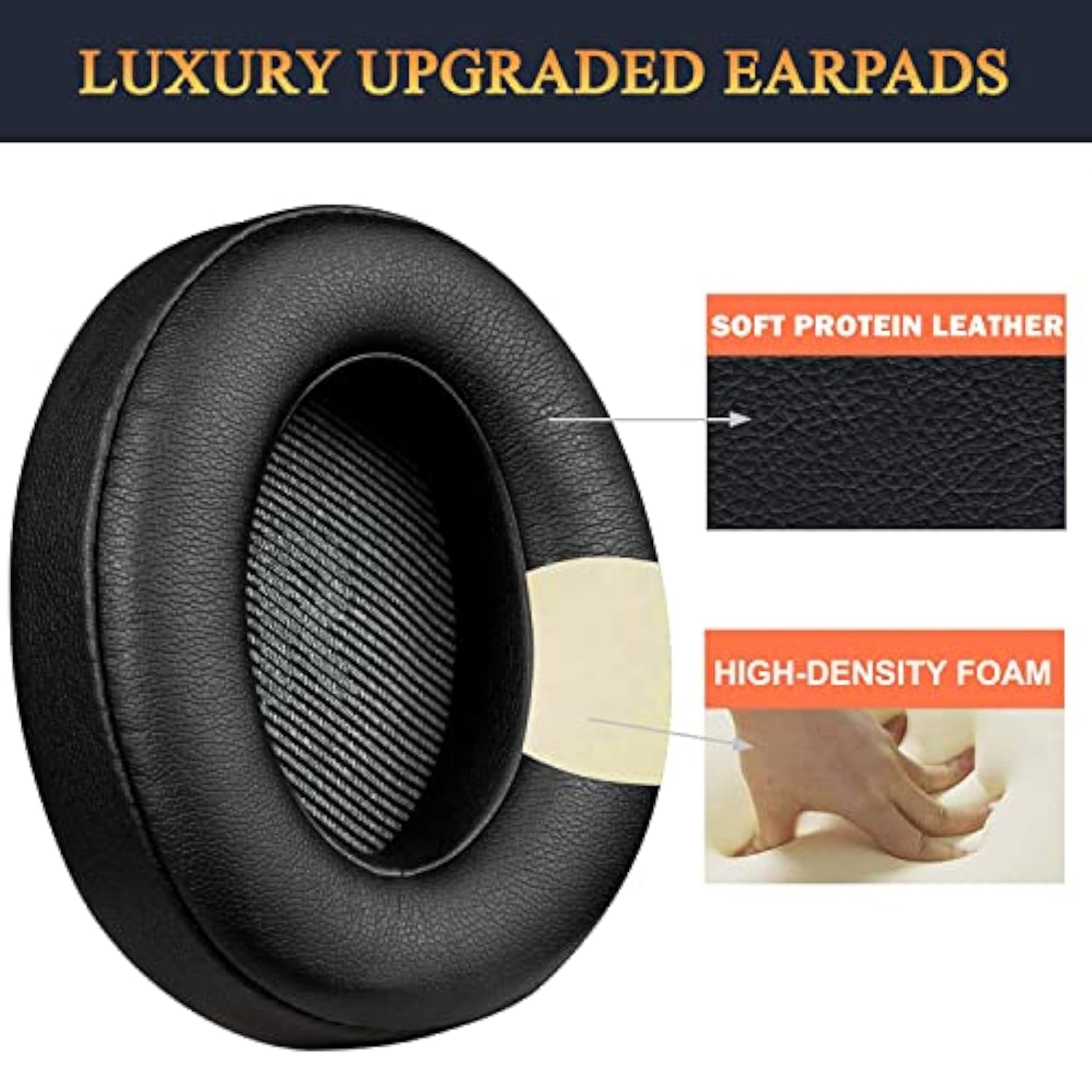 Ear Pads Replacement For Jbl Everest 700 (Model: V700Bt) Headphones, Earpads Cushions With High-Density Noise Isolation Foam, Softer Protein Leather - Black