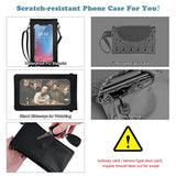 Black Leather Phone Purse 6.7in Touchscreen Crossbody Wallet Case