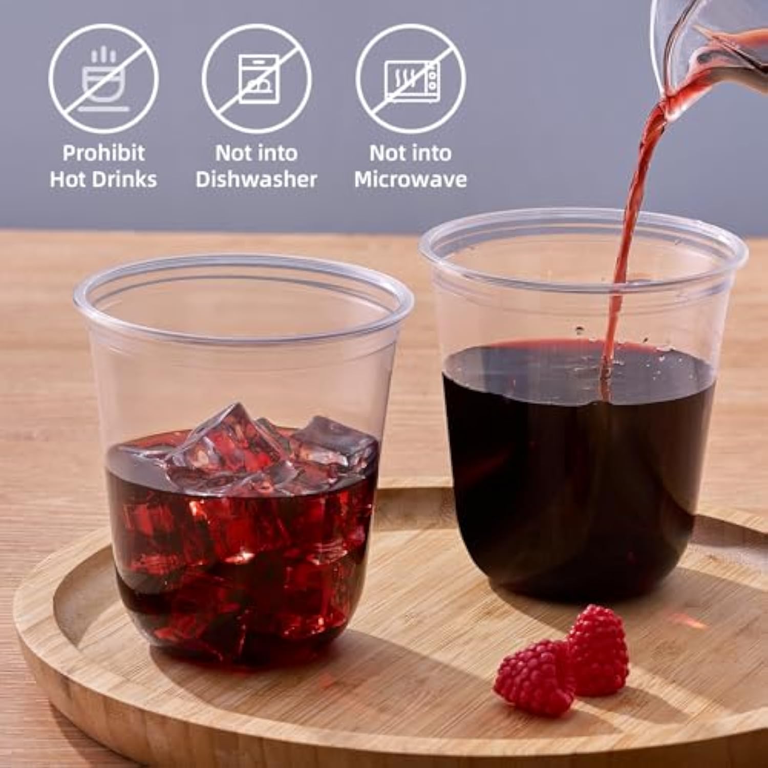 12 Oz Clear Plastic Cups, 100 Pcs Disposable Wine Glasses Stemless Cocktail Punch Cups For Cold Drinking Party Supplies, Halloween, Thanksgiving Day