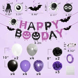 Halloween Party Decorations - Balloon Banner, Paper Pompoms, Cake Topper & Hanging Swirls