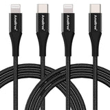 Usb C To Lightning Cable 4Ft, [Apple Mfi Certified] 2-Pack 3A Fast Charging Type-C To Lightning Woven Cable, Car Play Charging Braided Cable For Iphone 14/13/12/11/Xs/Xr/8 Series - Black