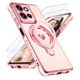 Cute Plated Gold Phone Case for Motorola Moto G 5G 2025 - Pink
