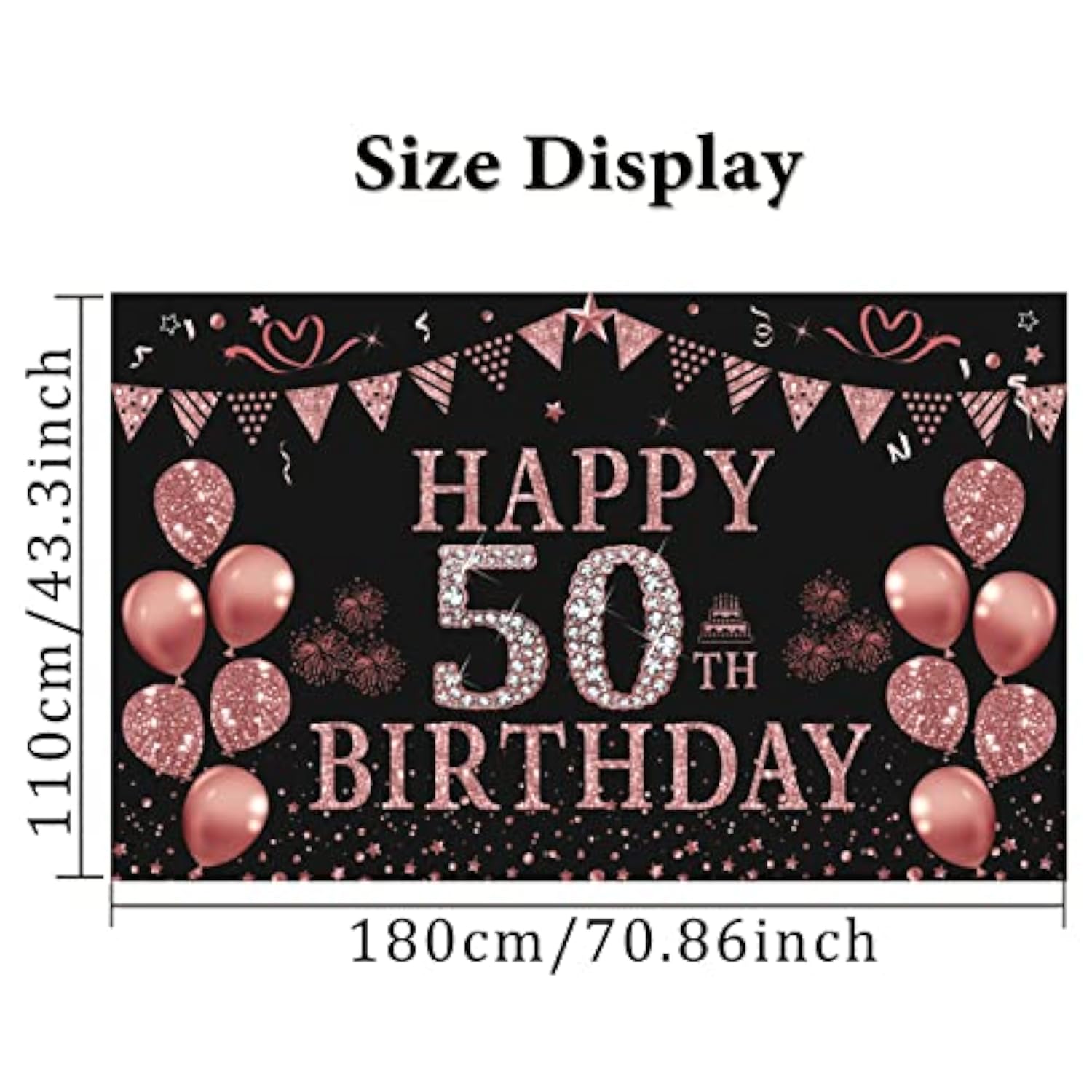 50Th Birthday Decorations For Women - Rose Gold 50Th Birthday Banner Backdrop 50Th Birthday Party Suppiles Photography Supplies Background Happy 50Th Birthday Banner