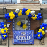 Yellow Blue Balloons, 12 Inches Blue Yellow White Balloons With Confetti Balloons Dark Blue Latex Balloon Helium For Kids Birthday Graduation Baby Shower Party Decoration