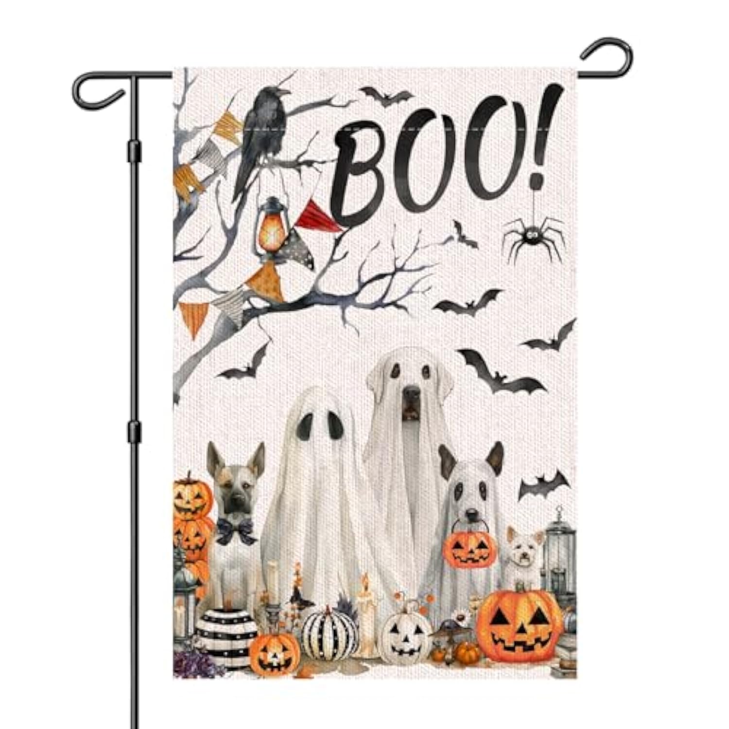 Halloween Boo Garden Flag 12x18 Double Sided Ghost Bat Pumpkin Autumn Decor
