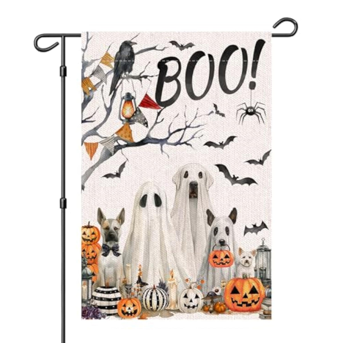 Halloween Boo Garden Flag 12x18 Double Sided Ghost Bat Pumpkin Autumn Decor