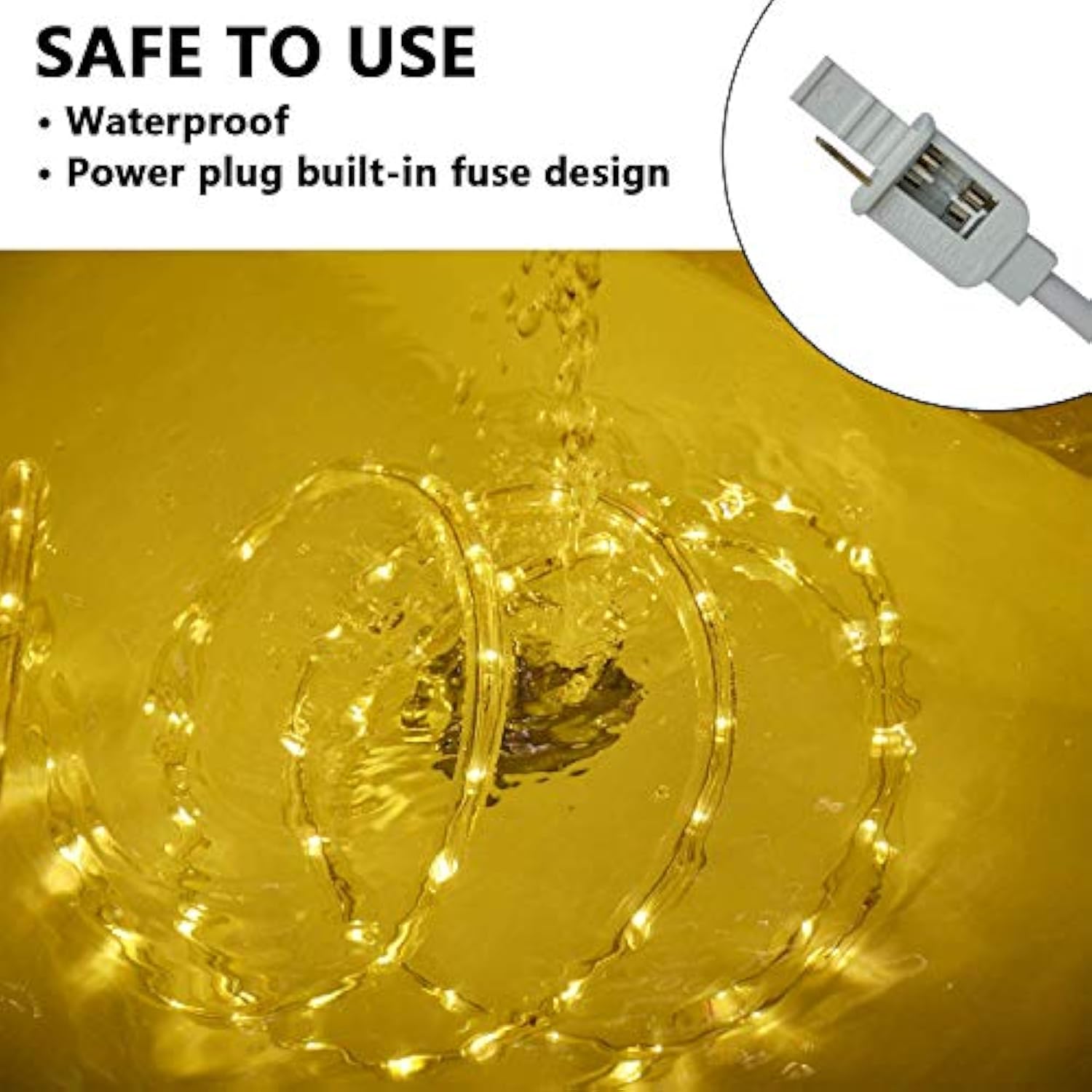 Led Rope Lights Outdoor Warm White, Waterproof 50Ft Cuttable 3000K Lighting Indoor 110V Connectable Flexible Electric Lights For Christmas Trees Bedroom Outside Patio Decor, Not Flat Strip
