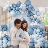 119pcs Dusty Blue Balloon Arch Kit Pastel Blue White Balloons for Party Decor