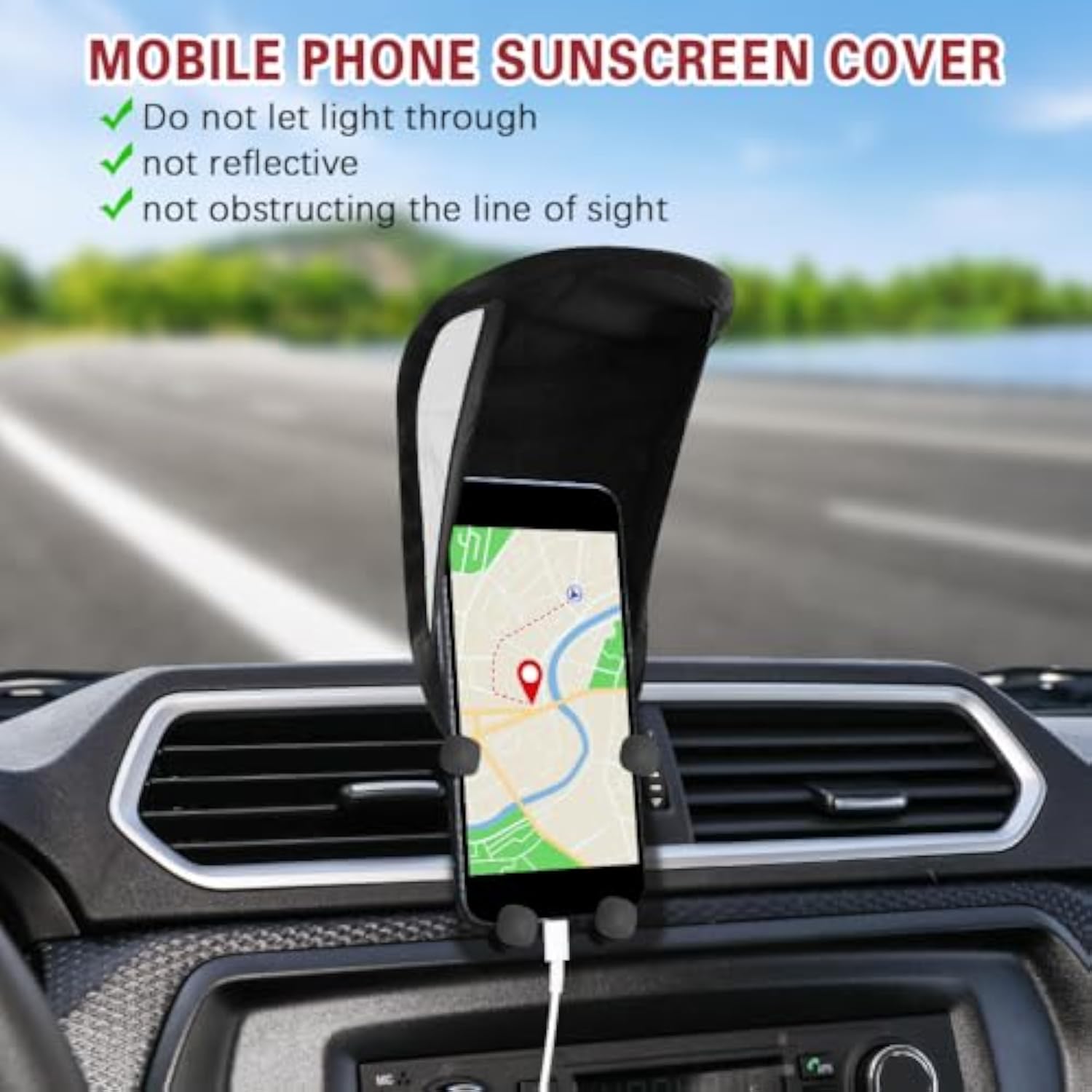 Car Mobile Phone Sunshade, Auto Portable Foldable Smartphone Umbrella Cover for Driving Safety