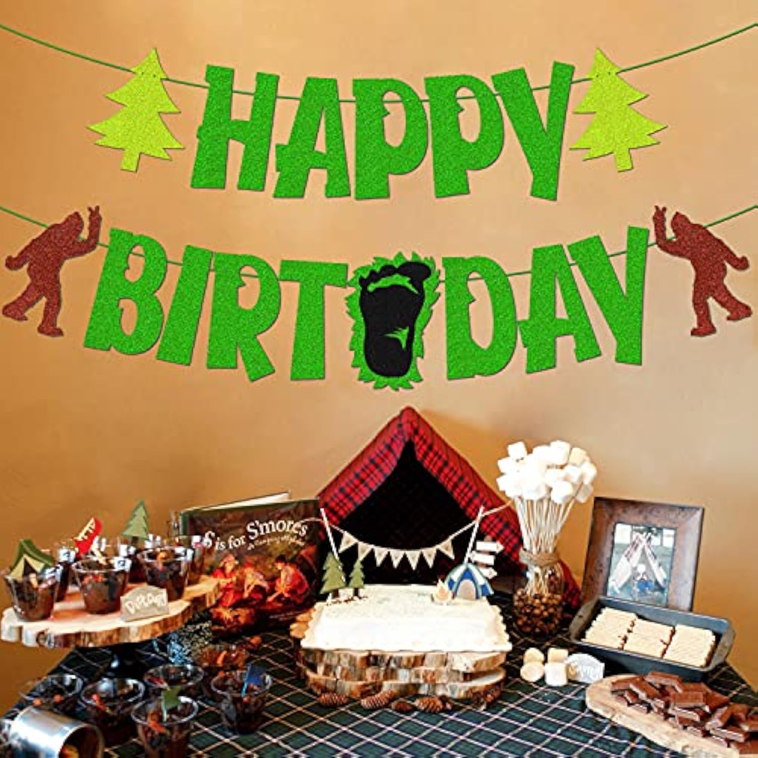 Birthday Banner Theme For Kids Boy Girl Women Men Happy Birthday Baby Shower Party Supplies Green Glitter Sparkly Decorations