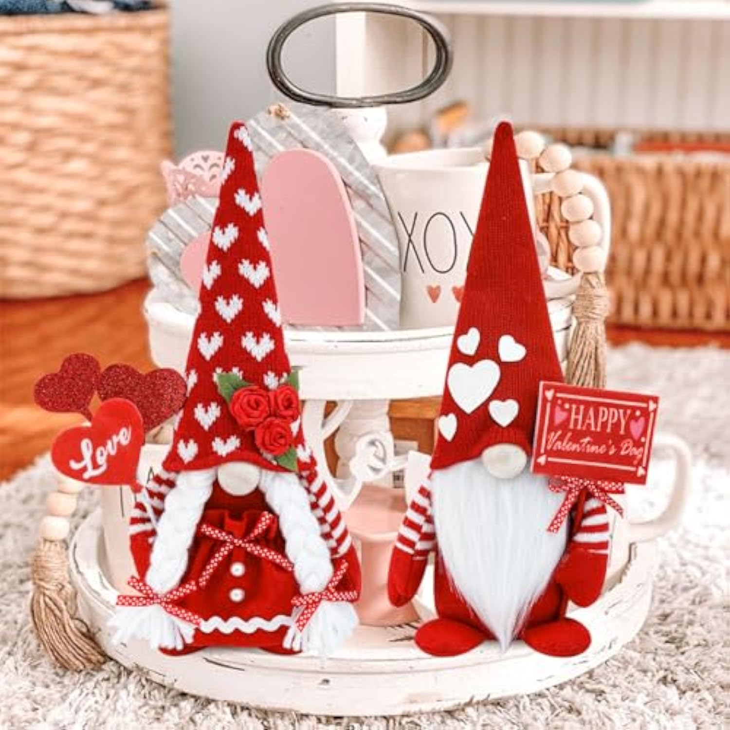 Valentine'S Day Gnome Decor Valentines Day Decorations 2 Pack Handmade Plush Swedish Gnomes Party Ornaments For Holiday Valentines Day Gifts For Her/Him Valentine'S Day Decor