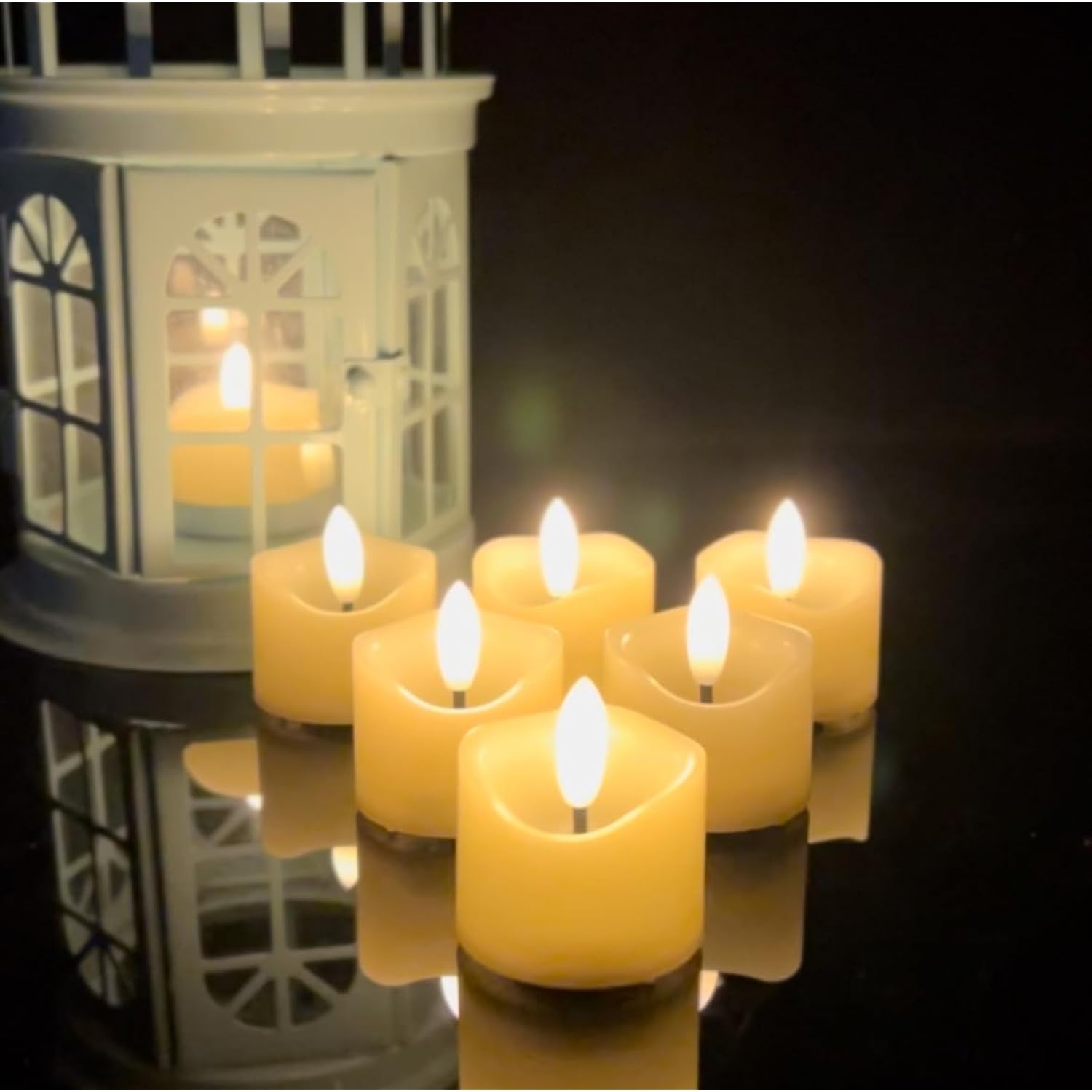 Battery Operated Flameless Votive Led Little Candle, Realistic Bright Flickering Electric Fake Night Tea Light Halloween Pumpkin Christmas Wedding Party Table Centerpieces Funeral Decorations 6 Pack