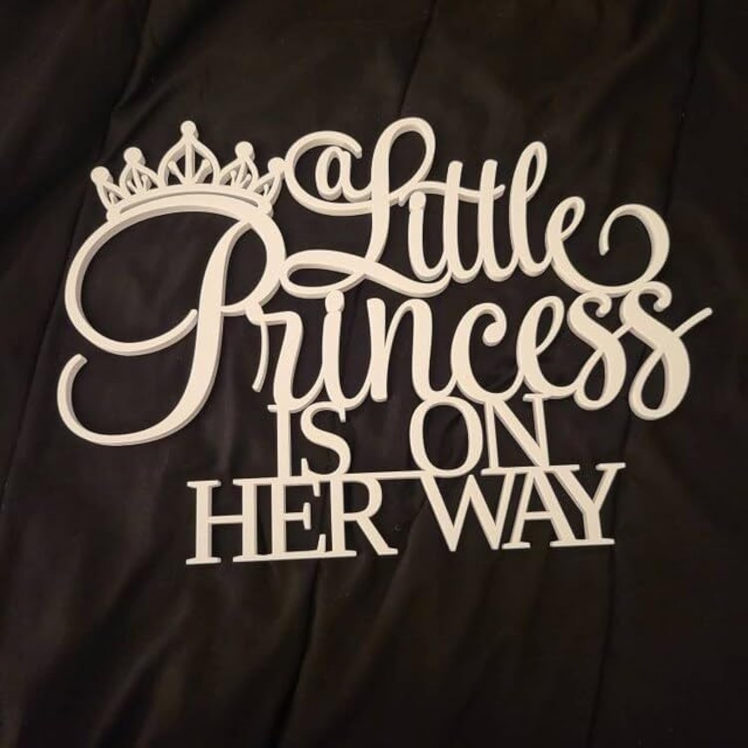 A Little Princess Is On Her Way Sign For Backdrop - Wooden Baby Shower Gender Reveal Wall Decorations Banner Decor With Decoative Tiara Crown Picture