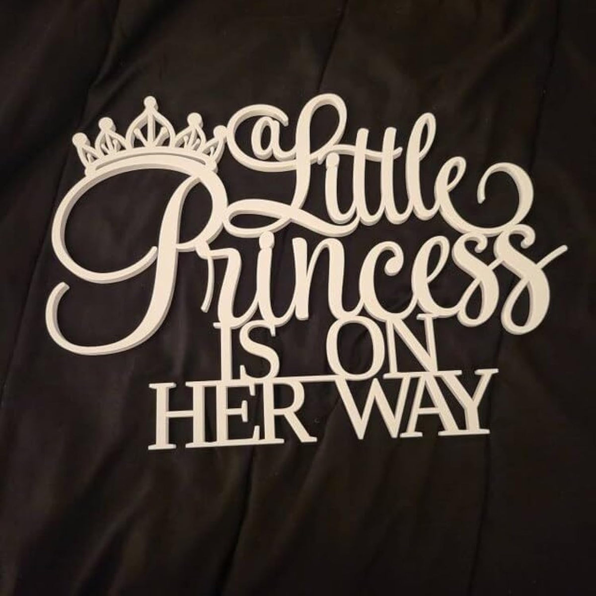 A Little Princess Is On Her Way Sign For Backdrop - Wooden Baby Shower Gender Reveal Wall Decorations Banner Decor With Decoative Tiara Crown Picture