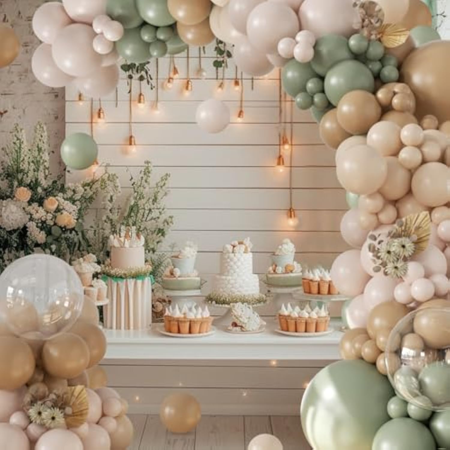 Sage Green Balloon Arch Kit 126pcs Neutral Balloons for Baby Shower, Wedding & Parties