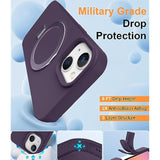 Liquid Silicone Designed For Iphone 15 Case With Magnet Stand, [Mil-Grade Drop Shockproof][Soft Anti-Scratch Microfiber Lining] Slim Fit Cover, Purple