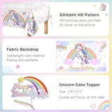 16ft Unicorn Balloon Arch Kit for Girls' Birthday, Rainbow Decor & Cake Topper