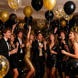 50 Pcs 12 Inches Black And Gold Balloons, Gold Confetti Balloons, Retirement, Birthday Party Decorations, New Years Eve Decorations, Graduation Party Supplies