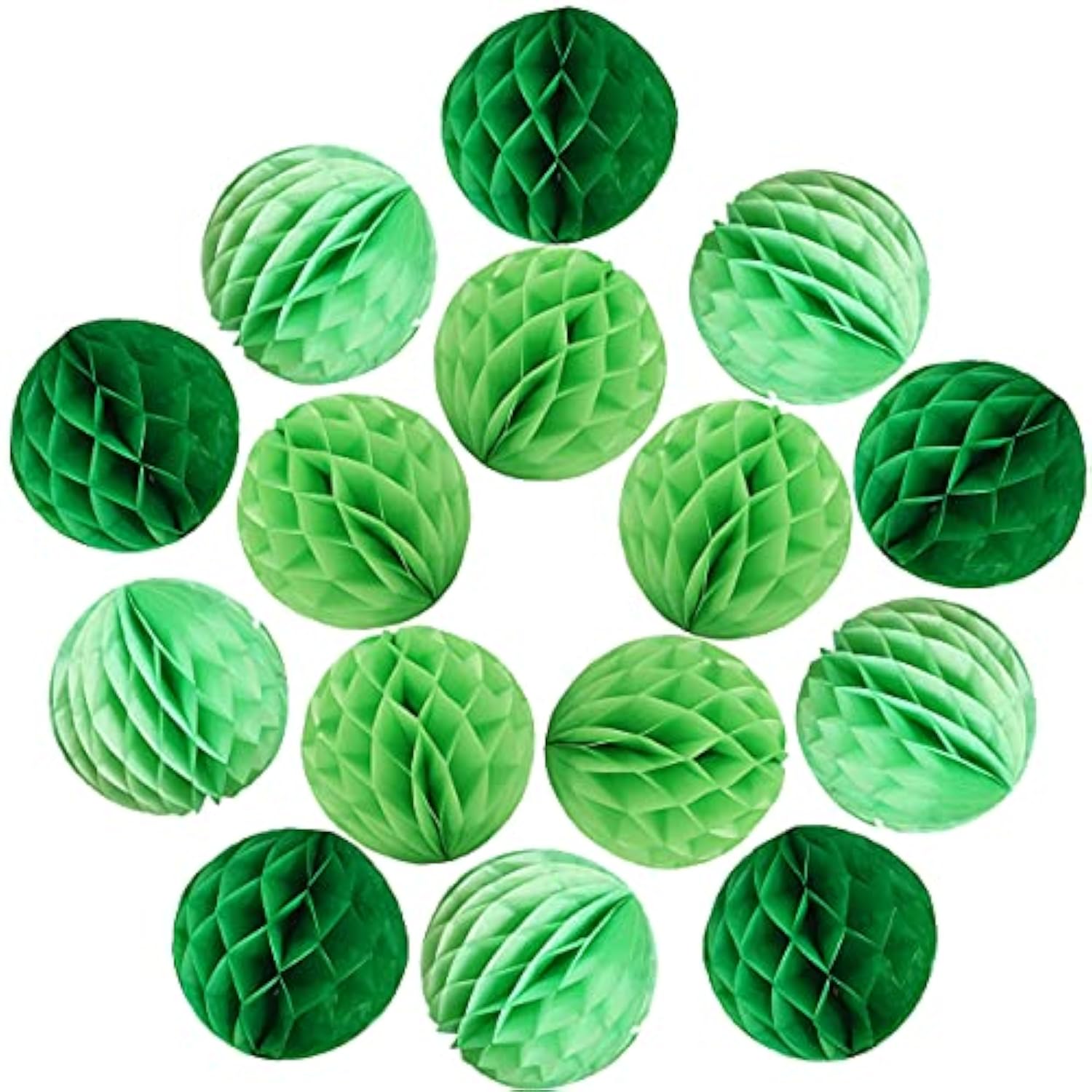 30Pcs 4Inch Pom Poms Tissue Paper Honeycomb Balls Flower Ball Wall Decor Pom Poms Decoration For Birthday Party Wedding Nursery Shower (Green Set, 30Pcs-4Inch)