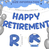 Pre Strung Happy Retirement Banner Glitter Sign, Navy Blue