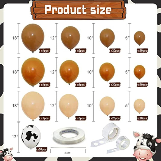 158 Pcs Cow Balloons Arch Garland Kit Cow Party Decorations For Baby Shower Birthday Farm Western Theme Party Supplies Decorations