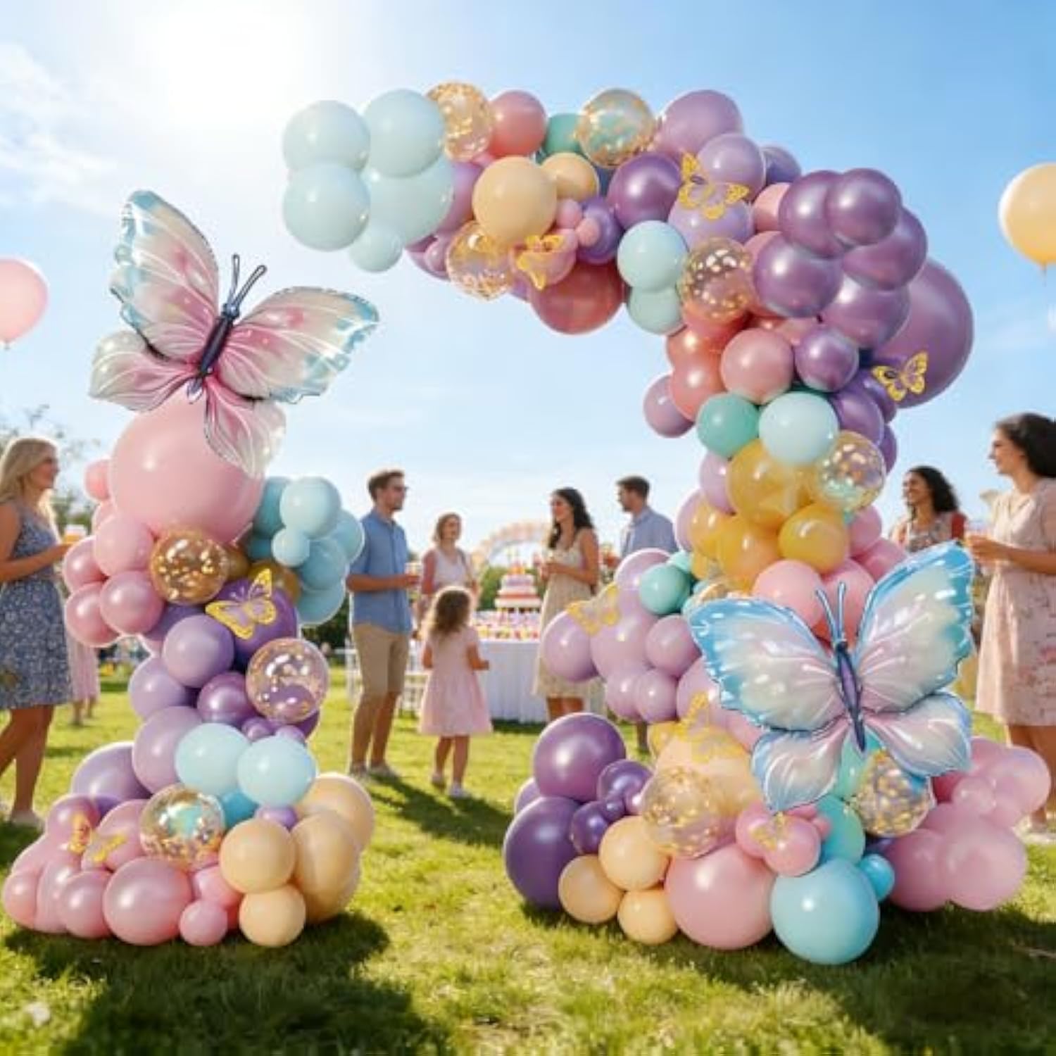 Balloon Garland, Ballon Arch, Purple Balloons Arch Kit, 103-Piece Blue & Purple Balloon Set With Butterfly Accents, Elegant Spring Party Decorations For Special Occasions