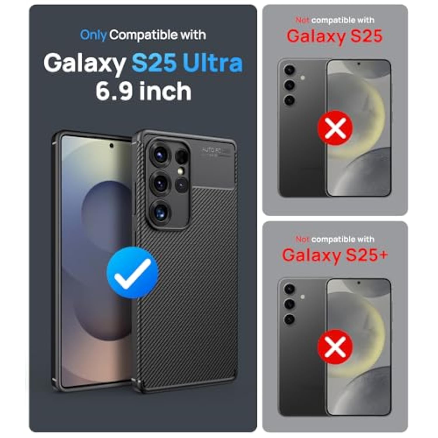 For Samsung Galaxy S25 Ultra Case, Support Wireless Charging, Slim Non-Slip [Full Camera Protection] Shockproof Soft Tpu Protective Phone Case For Galaxy S25 Ultra 6.9" 5G 2025, Carbon Black