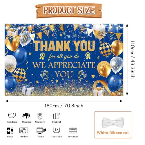We Appreciate You Backdrop Thank You Appreciation Banner Thank You for All You Do Banner Employee Staff Appreciation Gifts Teacher Doctor Retirement Appreciation Party Decor 70.8 x 43.3 inch