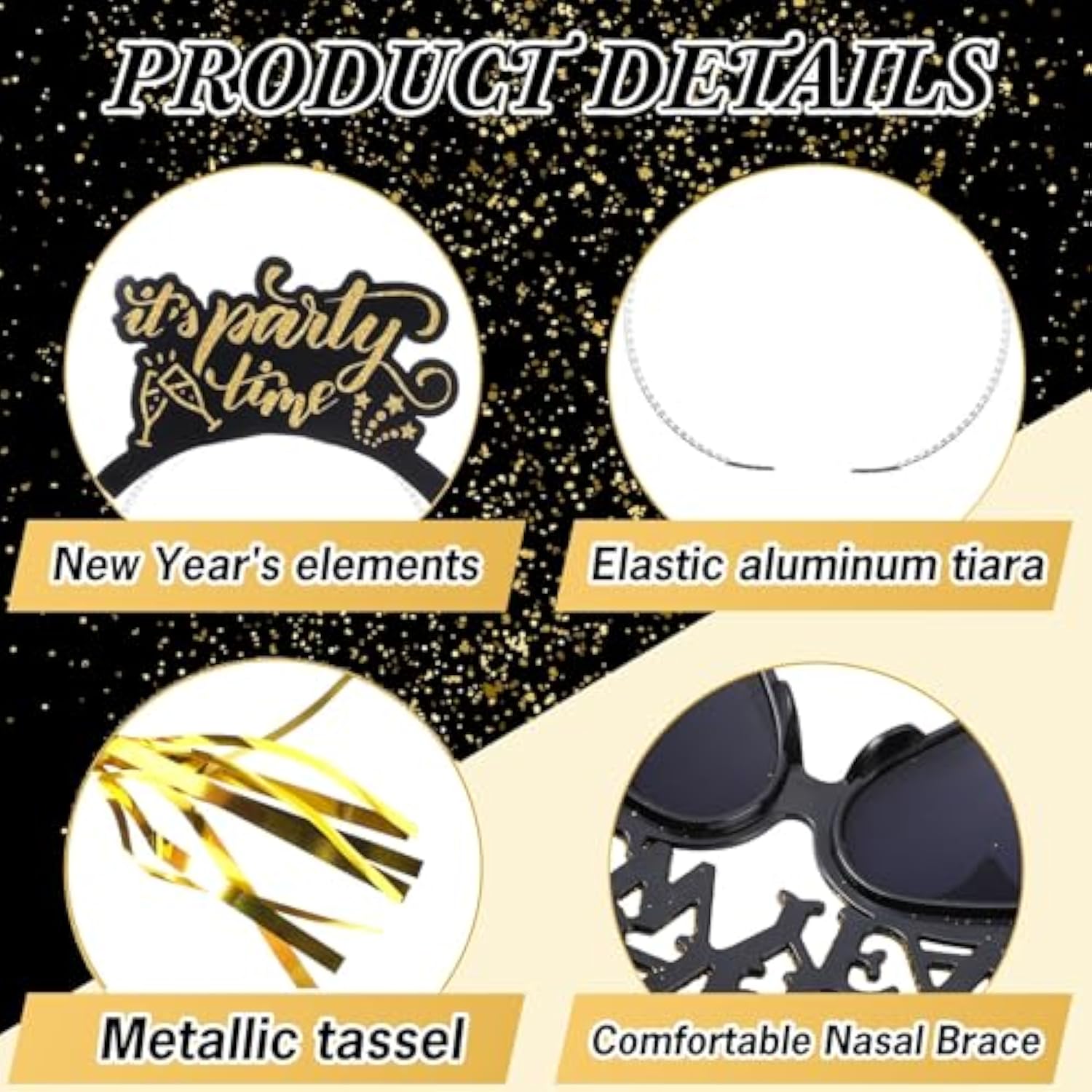 192 Pcs New Year 2026 Party Supplies Headbands Glasses Noise Makers