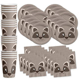 Raccoon Birthday Party Supplies Set Plates Napkins Cups Tableware Kit For 16
