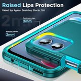 Compatible For Moto-G-Play-2024 Case 4G: Motorola G Play 2024 Phone Case 4G [Not Fit G Play 5G 2024] With 2 Pack Hd Screen Protectors, Heavy Duty 3 In 1 Shockproof Protective Funda, Teal