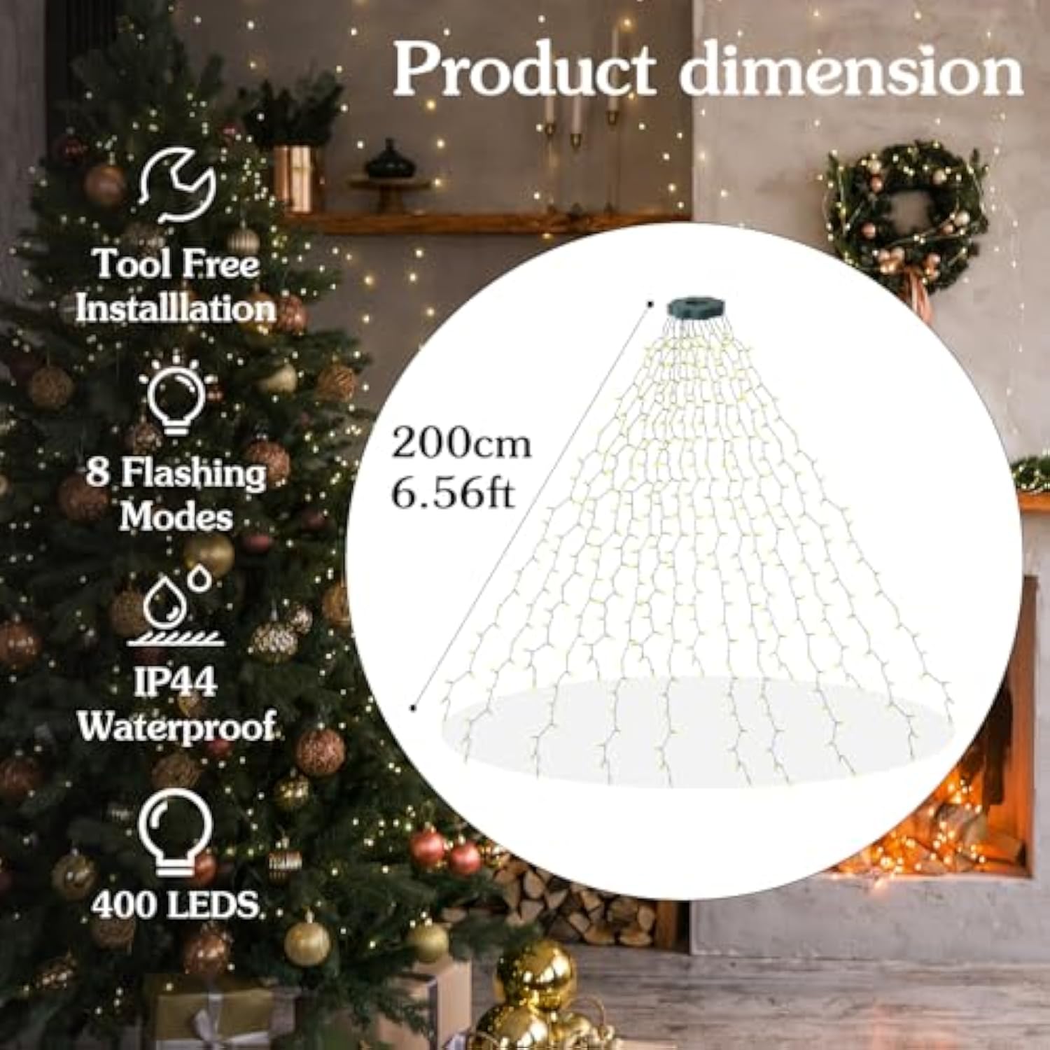 Christmas Lights For Tree, 400 Led Lights For Christmas Tree With Memory Function & 8 Modes, 6.6Ft X 16 Christmas Tree L